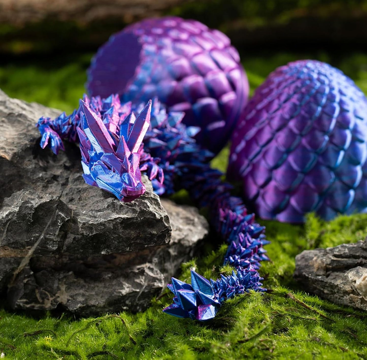 Dragon Egg,3D Printed Articulated Dragon,Dragon Eggs with Dragon Inside,Dragon Toy,3D Printed Dragon Egg Fidget Toys,New Full Articulated Dragon Crystal Dragon (Blue Green)