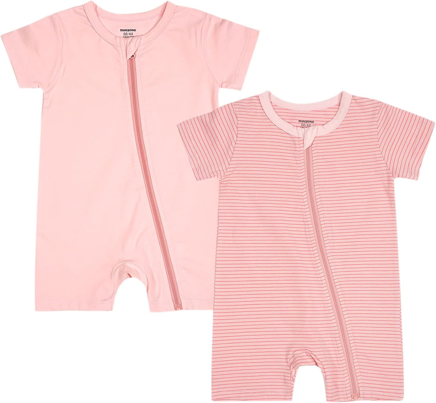 Teach Leanbh Baby Boys or Girls 2 Pack Pajamas Cotton Short Sleeve Zipper Romper Jumpsuits Sleep and Play 3-24 Months …