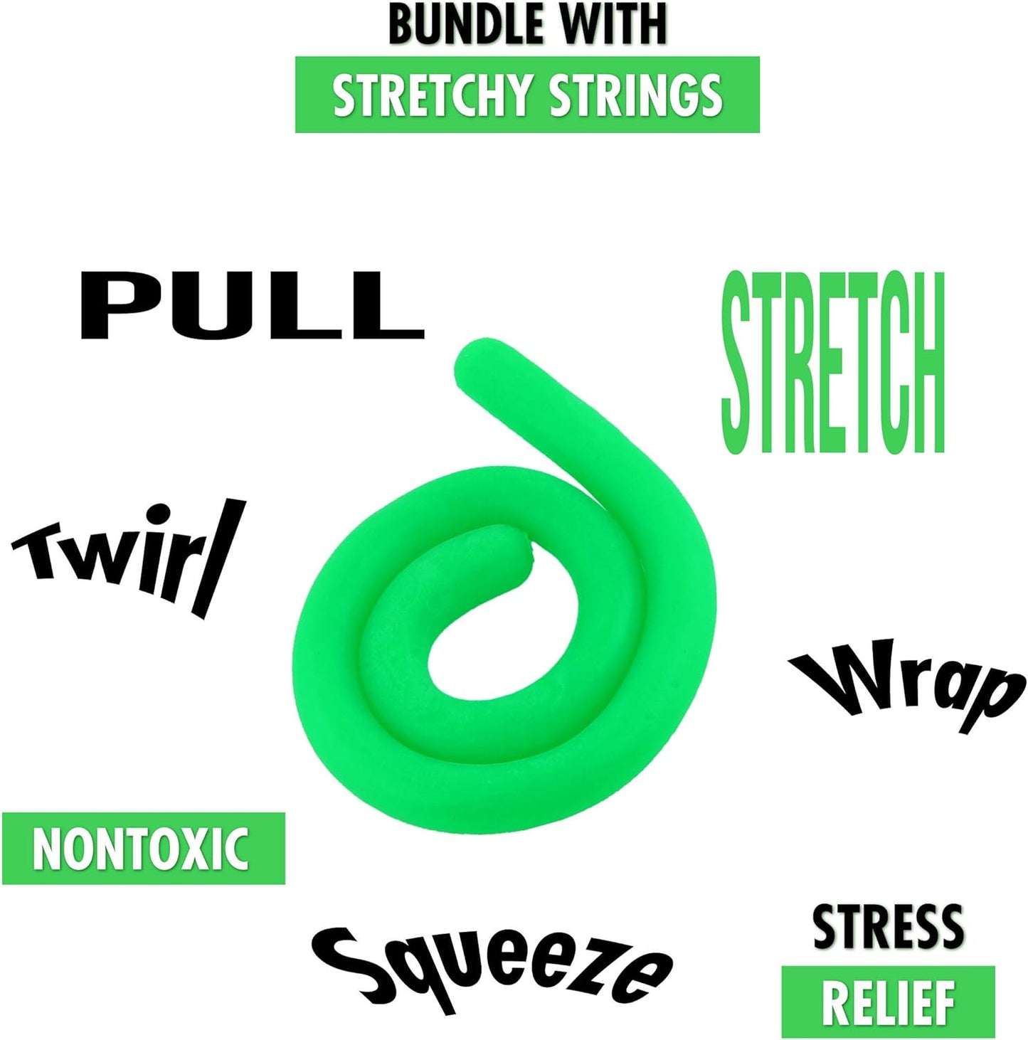 Liquid Motion Bubbler Sensory Toys – 2 Pc Set Bundle Stretchy String Fidget Toys Timer for Stress Relief and Anxiety Relief Great Water Oil Toy for ADHD Autism ADD Hyperactivity Relaxation figit Green