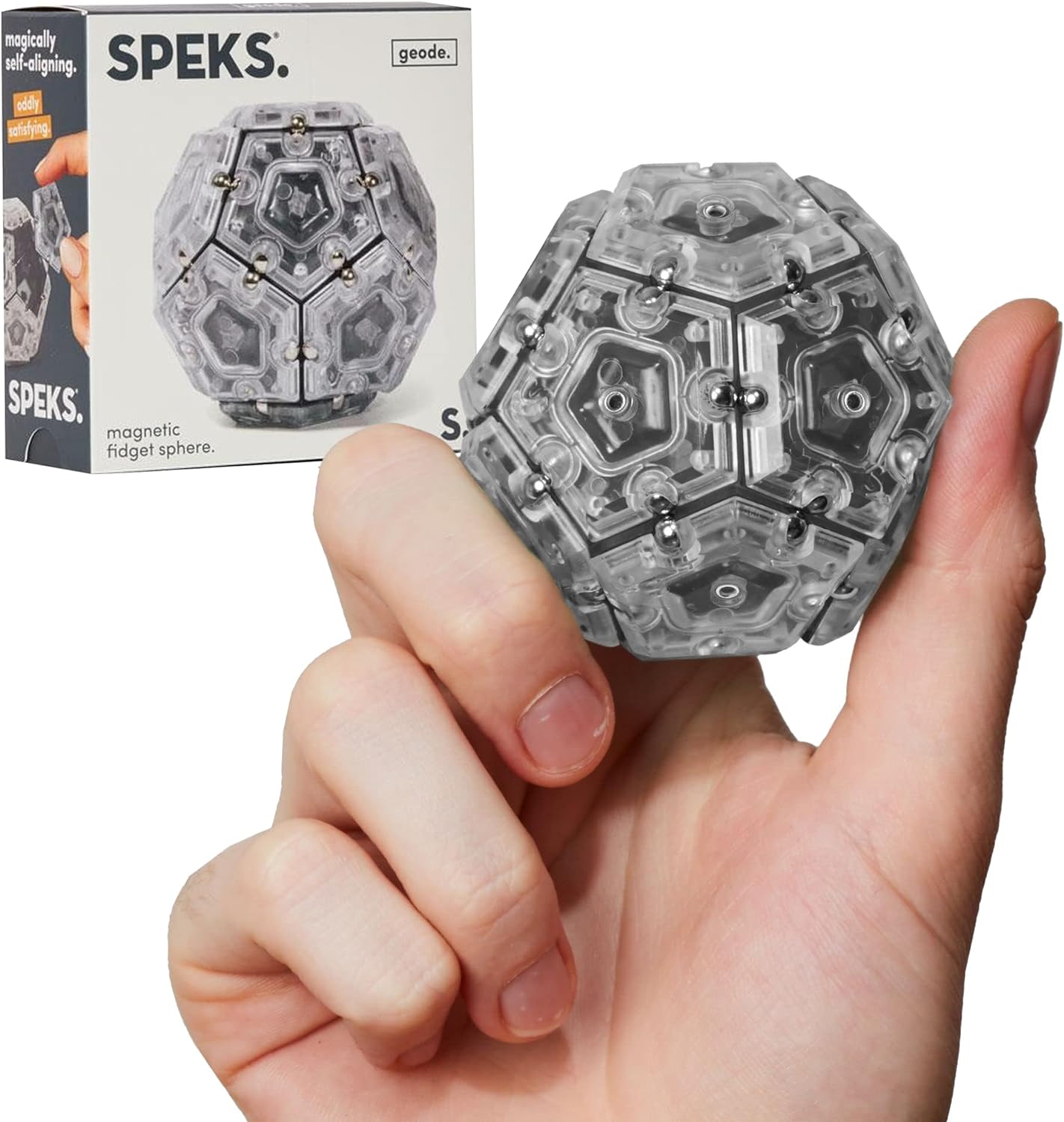 Speks Geode Sphere Magnetic Fidget Toy for Adults | Quiet Adult Sensory Toy for Stress Relief & Anxiety, Office Desk ADHD Tool, Stocking Stuffer & Top Gadget Gift Idea | Slate, 12-Piece Set