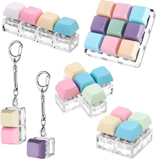6Pcs Keyboard Fidget Toy Keyboard Fidget Keychain Decompression Toys Fidget Clicker Keyboard,Fidget Keychain Stress Relief Gifts for Adult to Relief Stress Pass The Time
