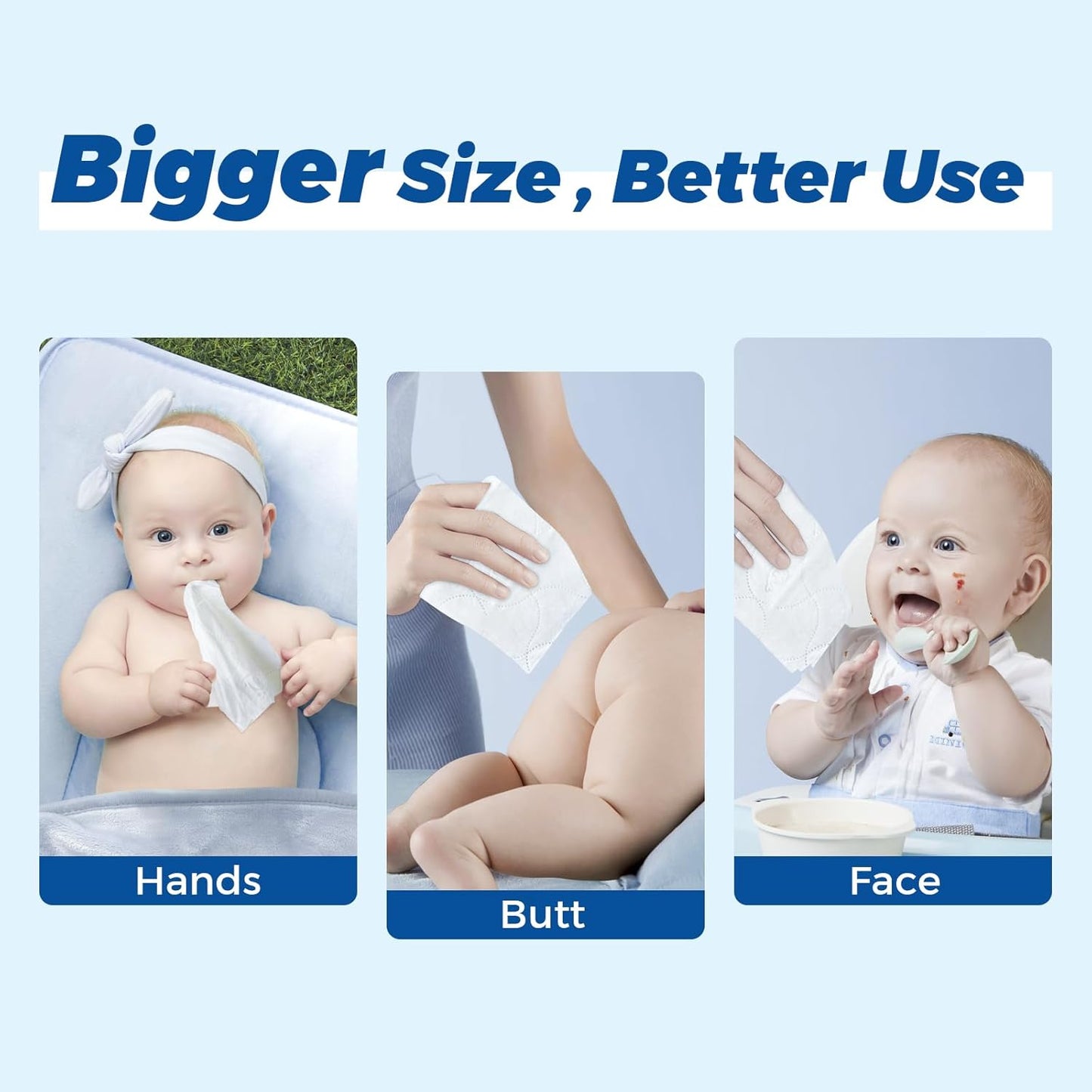 Hypoallergenic Baby Wipes, Pure Water Natural Wipes for Sensitive Skin, Unscented Baby Wipes for Face Hands & Bottom, 1024 Count (16 Packs of 64)