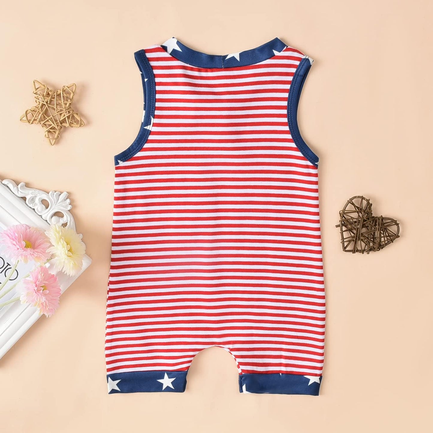 Aalizzwell Baby Boy Romper Newborn Infant Sleeveless Short Romper One Piece Active Summer Clothes