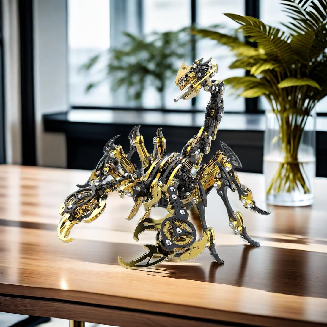 Scorpion 3D Metal Puzzles for Adults, Mechanical Scorpion King DIY Model Kit, 3D Brain Teaser Puzzle Stainless Steel Hand Assembled Detachable Model ArtCraft Desk Ornaments Toy (Black Gold)