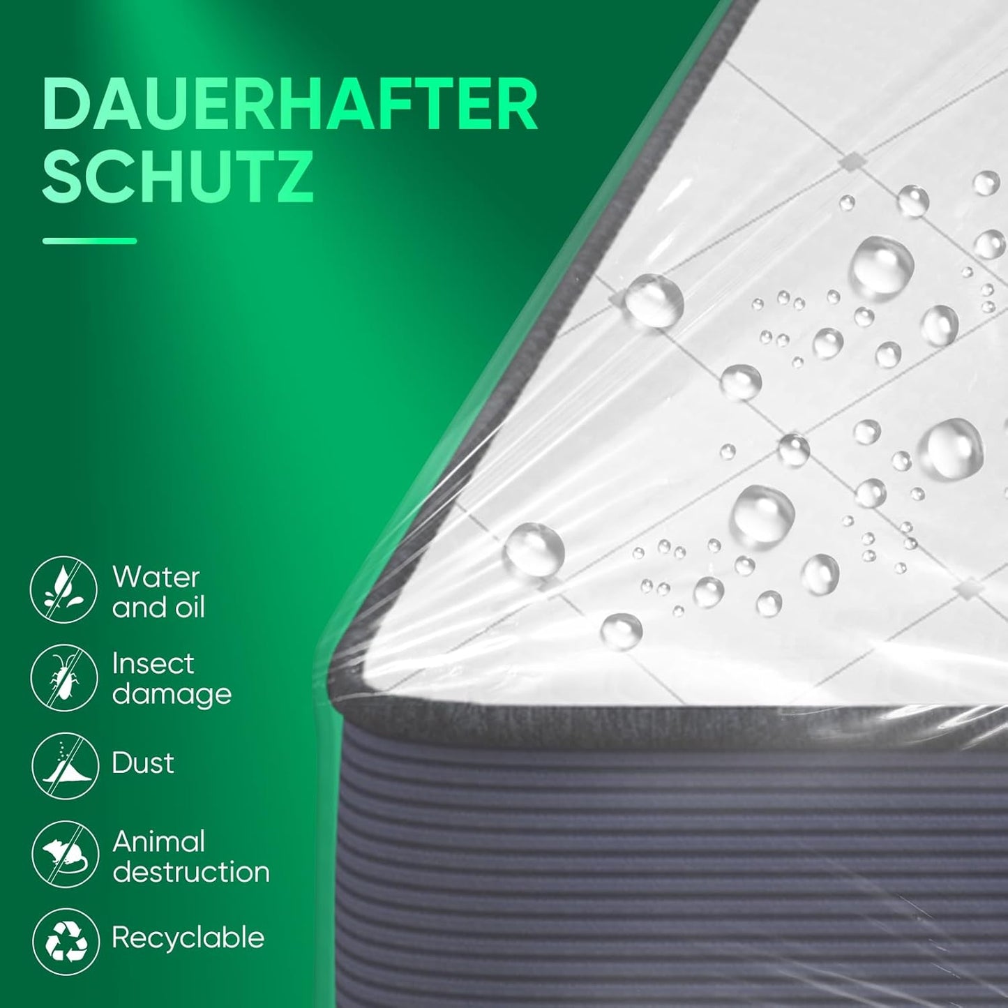 ZCHENBS® – Mattress Bags for Moving and Storage,Mattress Bag with Zippers,5 Mil Ultra-Thick Bed Bag,Waterproof,Anti-Tear,Heavy-Duty Mattress bag (Tansparent/Green, Queen-(1 Pack))