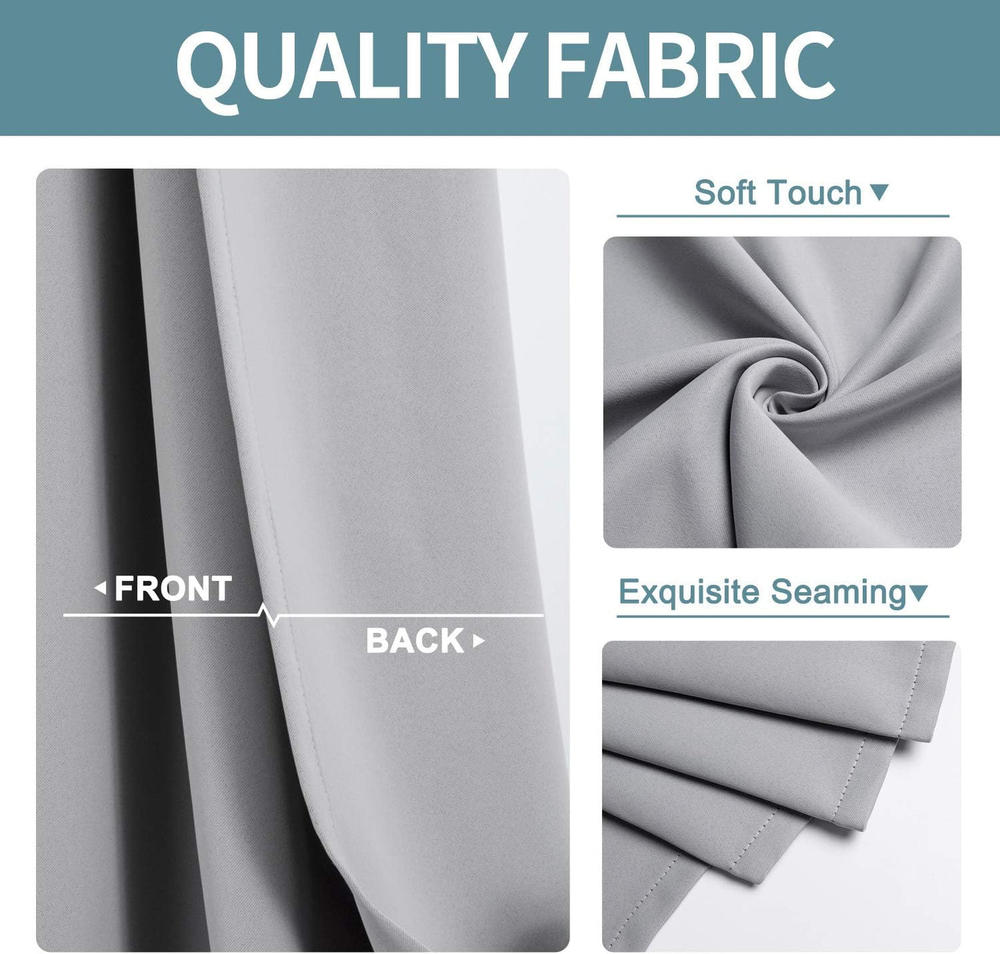 ChrisDowa Blackout Curtains 72 inches Long for Bedroom - 2 Panels Set Grommet Thermal Insulated Room Darkening Curtains for Living Room (Light Grey, 42 x 72 Inch)