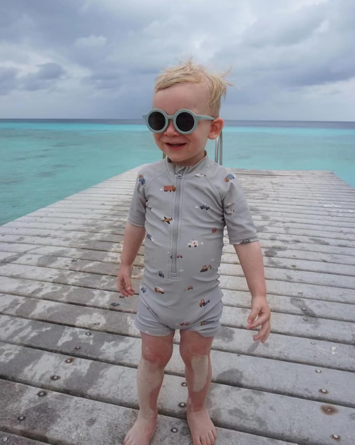 Boys One Piece Swimsuit Whale Dolphin Bathing Suit Zipper Rash Guard Kid Short Sleeve Swimwear Shark Beach Wear UPF50+