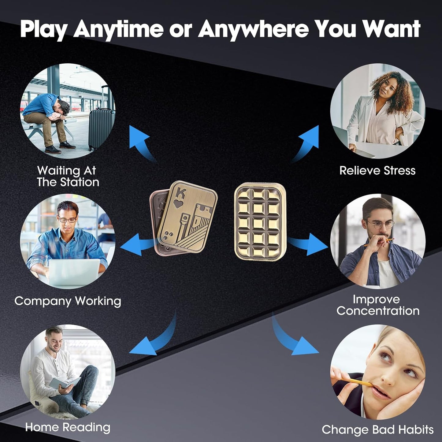 Fidget Toys 2 Pack, Magnetic Metal Fidget Slider Poker Card, EDC Toy for Adults,Relieve Stress Anxiety ADHD