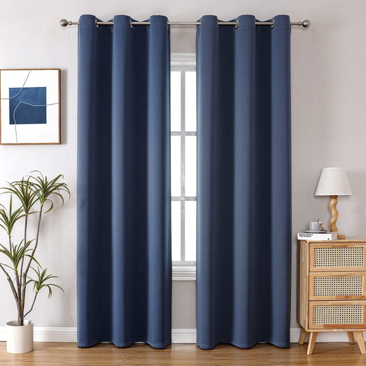 ChrisDowa Grommet Blackout Curtains for Bedroom and Living Room - 2 Panels Set Thermal Insulated Room Darkening Curtains (Stone Blue, 42W x 84L)