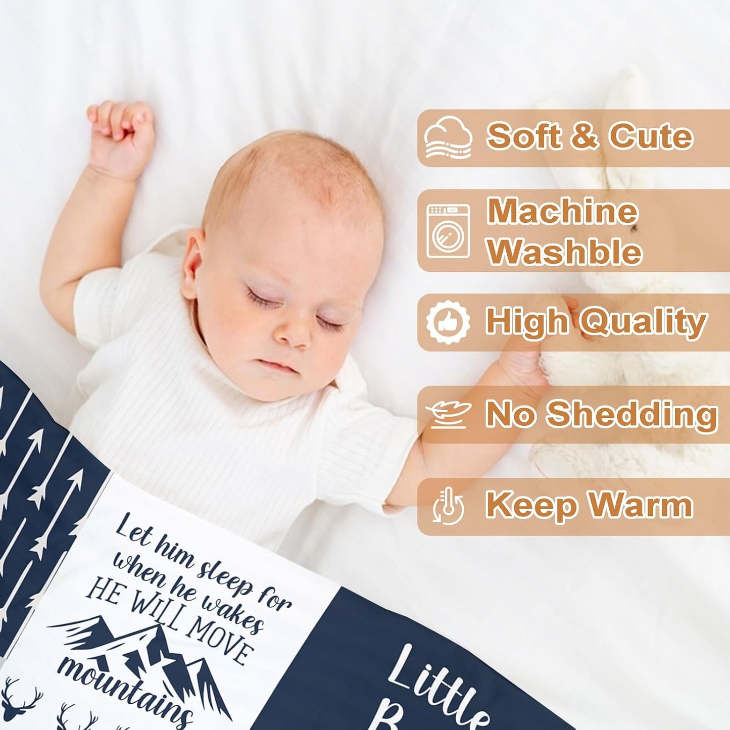 Ship Next Day, Personalized Baby Blanket – Printed in USA, Custom Baby Blanket for Boys & Girls, Baby Blanket with Name, Baby Shower, Easter, Christmas, Birthday Newborn & Toddler Gifts, Baby Gifts