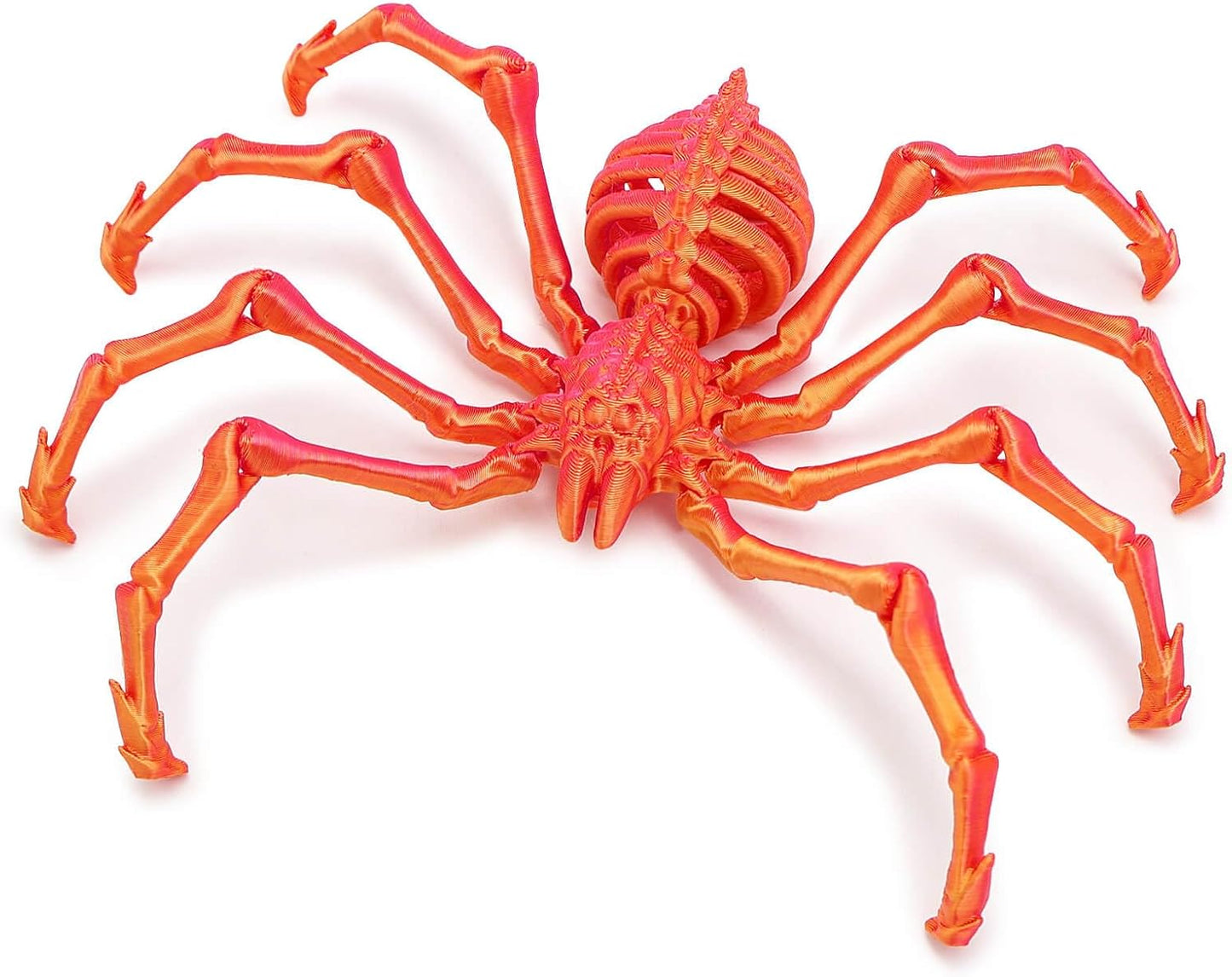 3D Printed Spider Fidget Toys, 1 Pack Articulated Fake Spider Figures Party Favors for Birthday Halloween Christmas, Stress Relief Desk Toys for Classroom Office Home (Laser-orange)