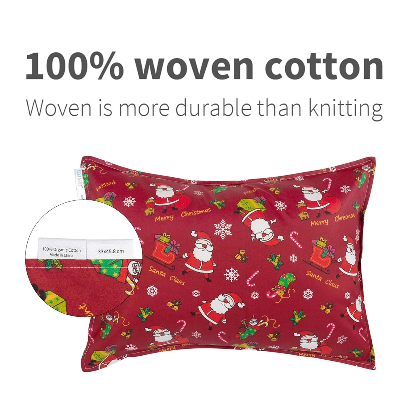 ALVABABY Toddler Pillowcases 2 Pack Organic Cotton Kids Pillow Cover Fit 13"x 18" or 12"x16" Envelope for Girl Boy Sleepy Travel(Pillowcase Only)