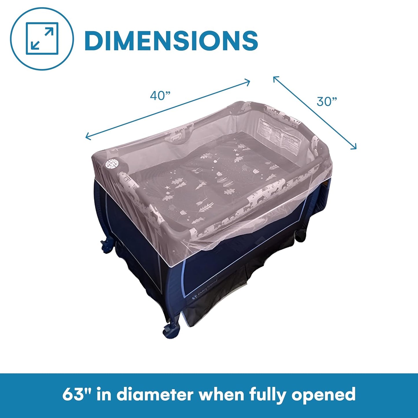 Enovoe Mosquito Net for Stroller and Baby Crib - Durable Mesh Bug Net Cover with Elastic Edge - Fits Strollers, Bassinets, Playards, and Mini Cribs - Travel Essential for Newborns - 63x64-Inch (White)