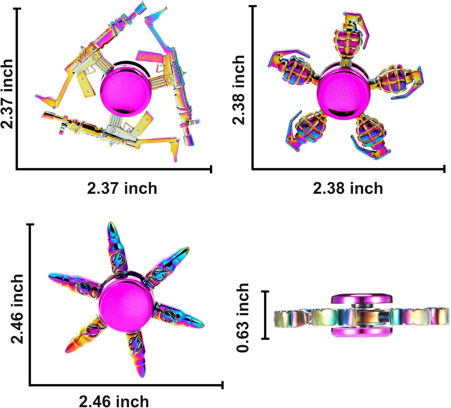 Fidget Spinners Set, Metal Desk Toys for Kids Adults Boys Girls, Hand Spinner Sensory Toys for Party Favors, Stocking Stuffers (3 Pack) (Style-1)