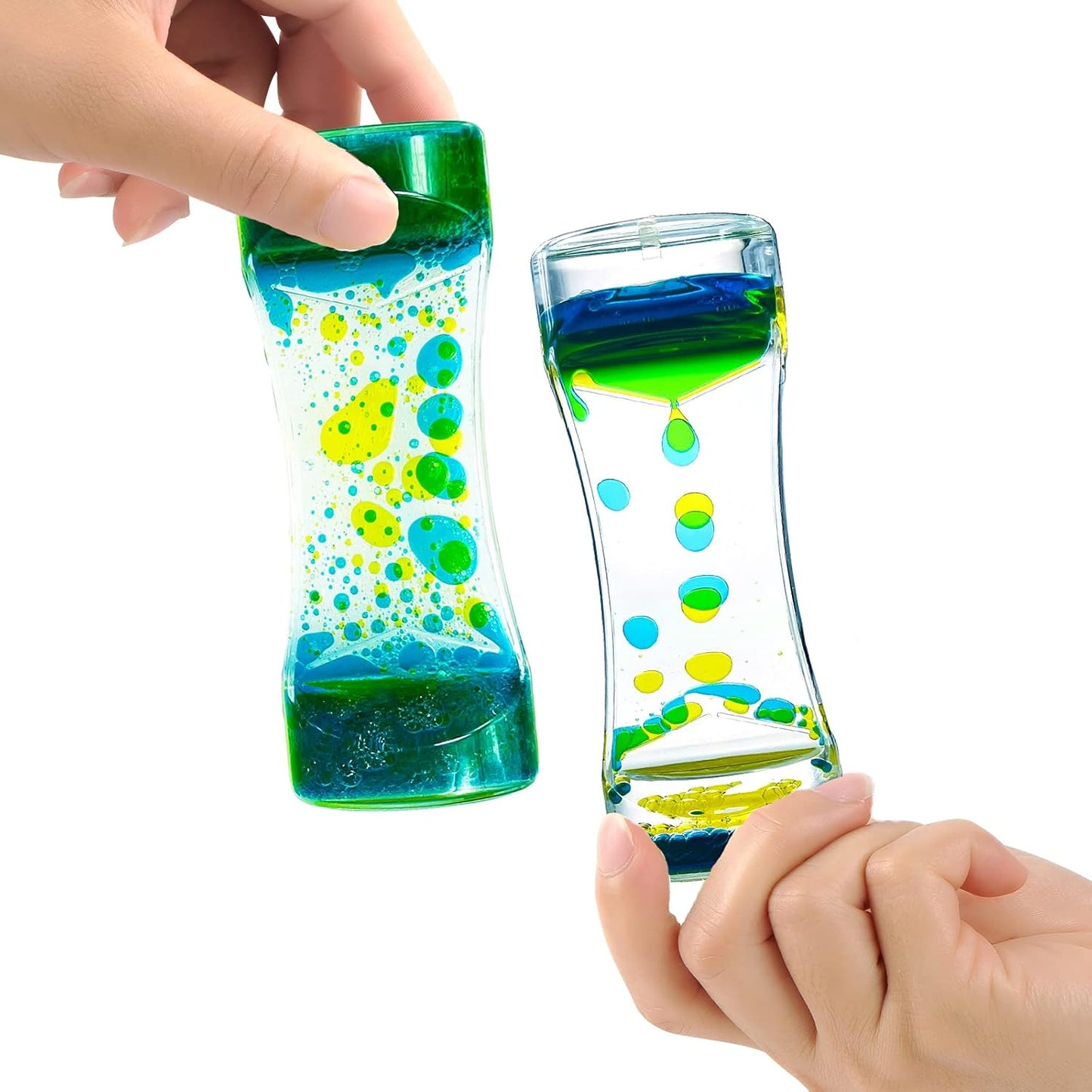 Liquid Motion Bubbler Timer Sensory Toys for Relaxation, Water Timer Fidget Toy for All Age, Motion Bubble Toy Sensory Play for Office Home (Blue & Yellow, 1 Pack)