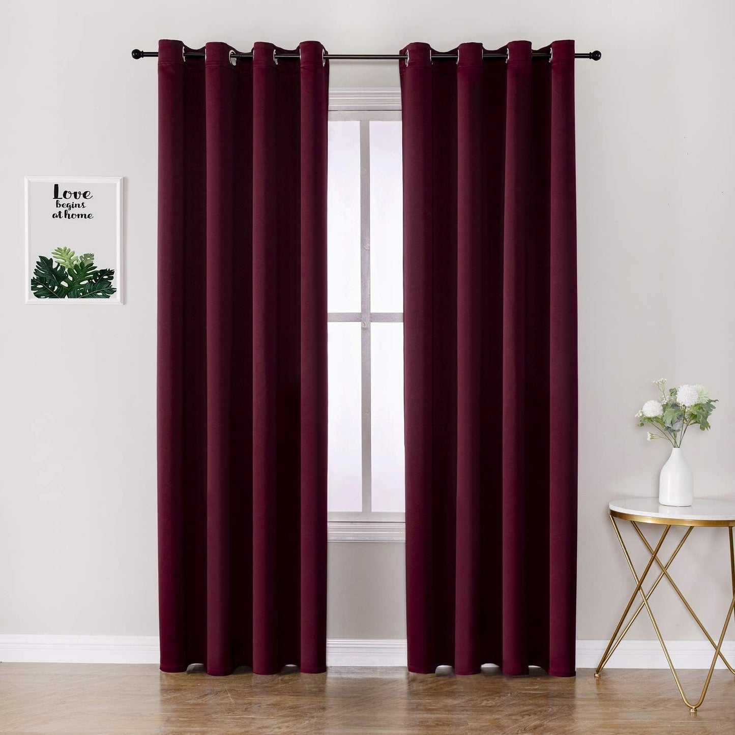 ChrisDowa Blackout Curtains 120 Inches Long 2 Panels Set for Living Room, Grommet Thermal Insulated Room Darkening Curtains for Bedroom (Burgundy Red, 52 x 120 Inch)