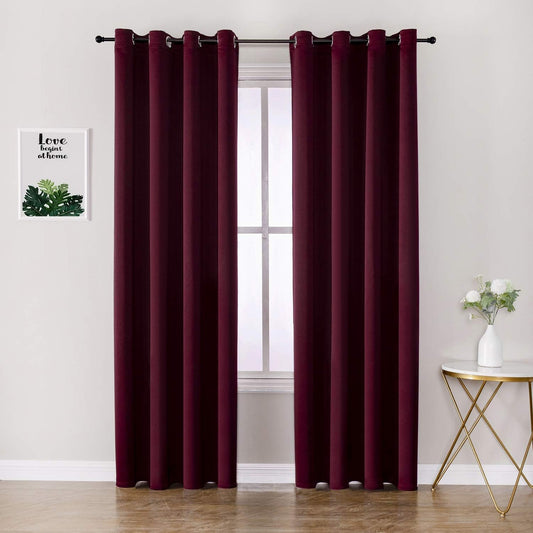 ChrisDowa Blackout Curtains 80 Inches Long 2 Panels Set for Living Room, Grommet Thermal Insulated Room Darkening Curtains for Bedroom (Burgundy Red, 52 x 80 Inch)