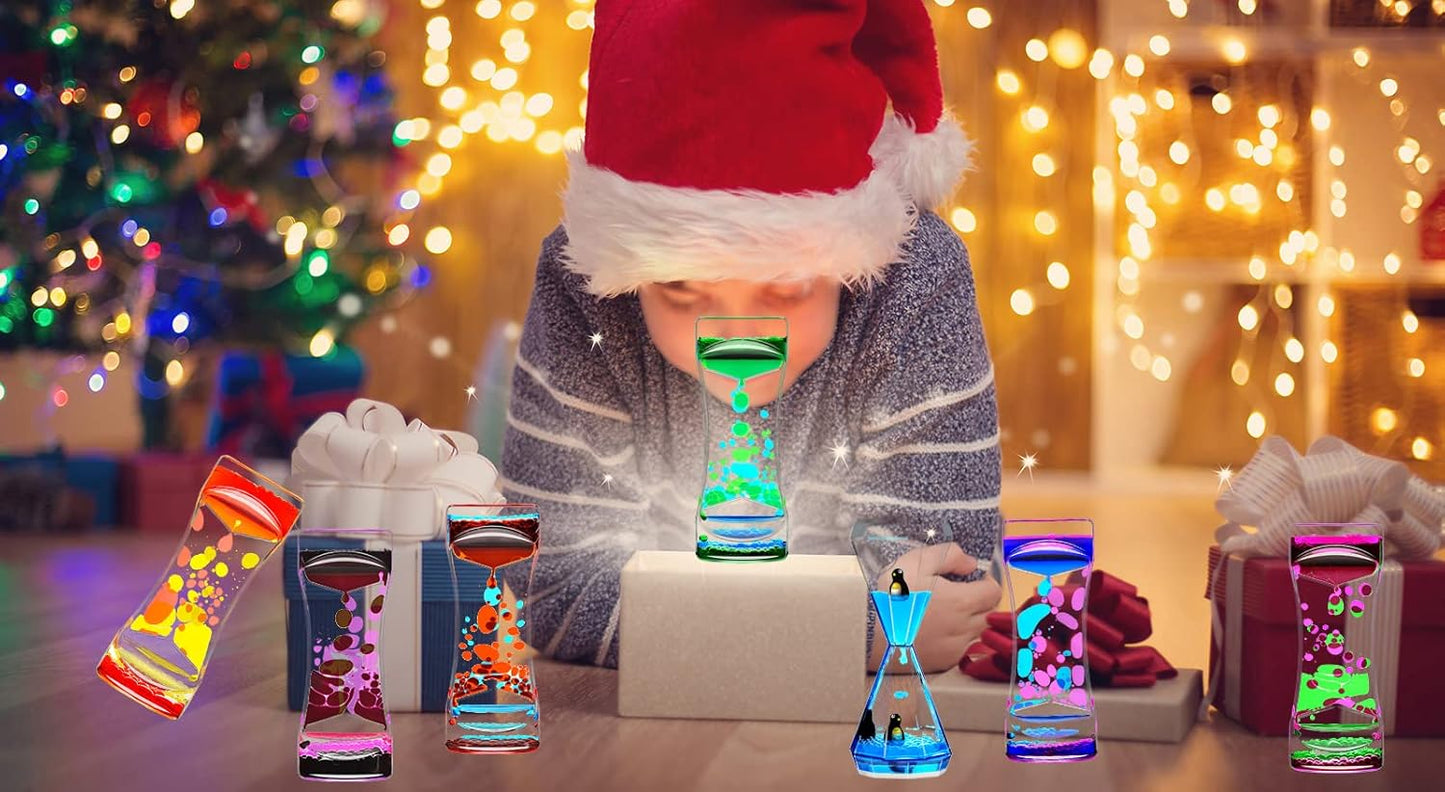 Black Pink Liquid Motion Bubbler Timer Set of 1 for Sensory Toys, Drop Oil Water Fidget Liquid Timer for Autism Toys, Relaxing Activity, Home Office Desk Toys, Holiday Stocking Filler Gift