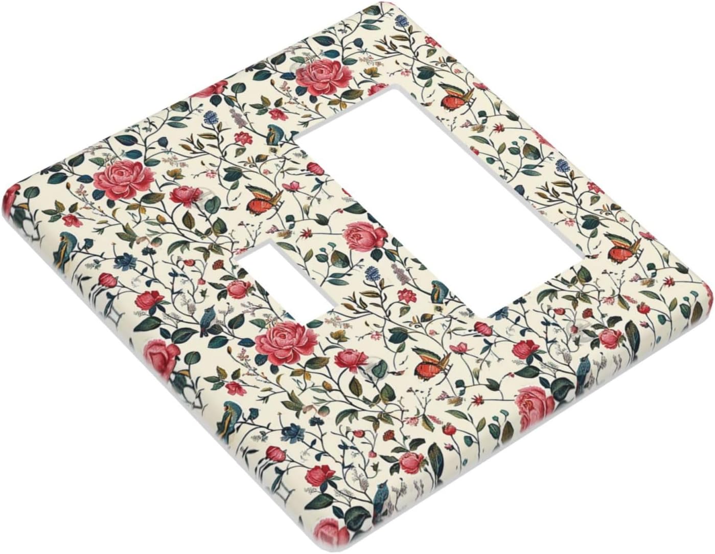 Outlet Covers Vintage Flowers Rose Leaf Bird Butterfly 1 Toggle 1 Rocker Combination Decorative Wall Plate Electrical Switch Plates Light Switch Cover Plate for Bedroom living Room Decor