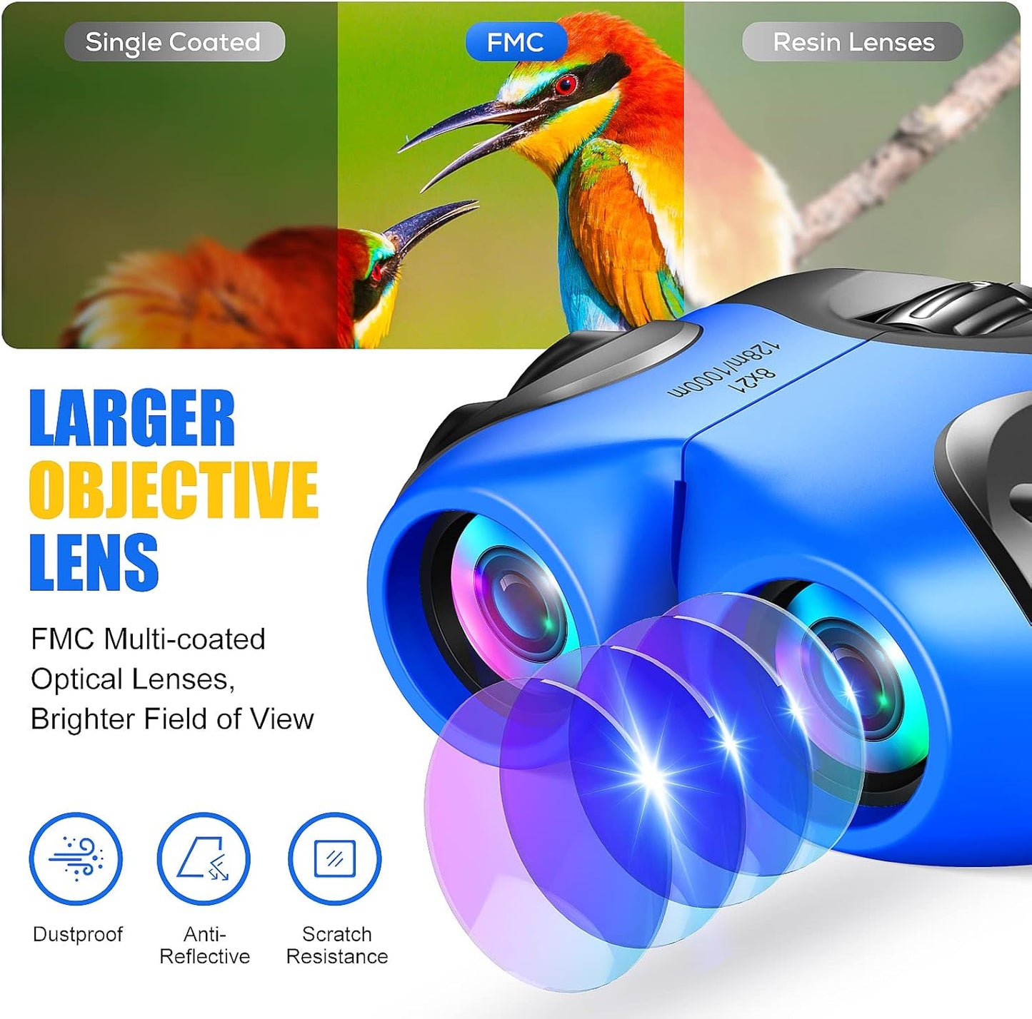 LET'S GO! Binocular for Kids, Compact High Resolution Shockproof Binoculars