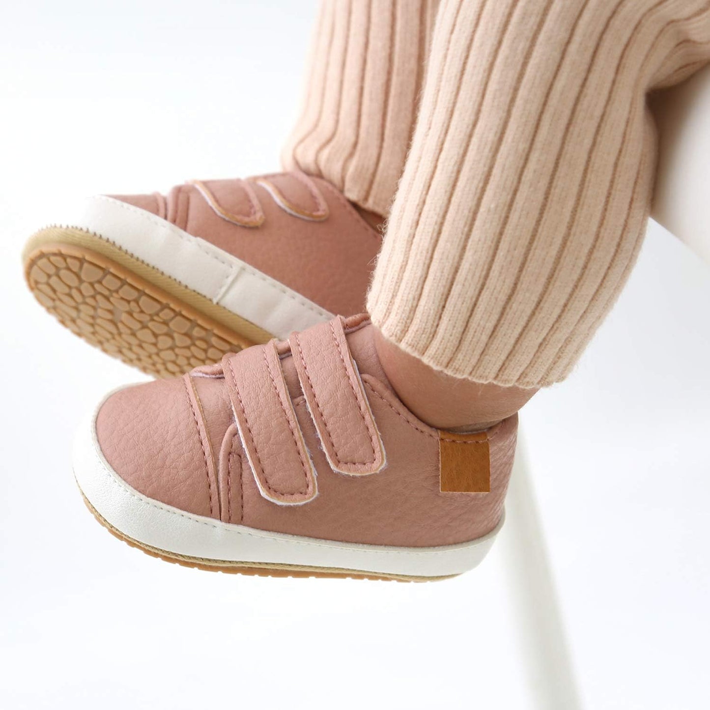 SOFMUO Baby Boys Girls High Top Ankle PU Leather Sneakers Soft Rubber Sole Infant Moccasins Newborn Oxford Loafers Anti-Slip Toddler Wedding Uniform Dress Shoes