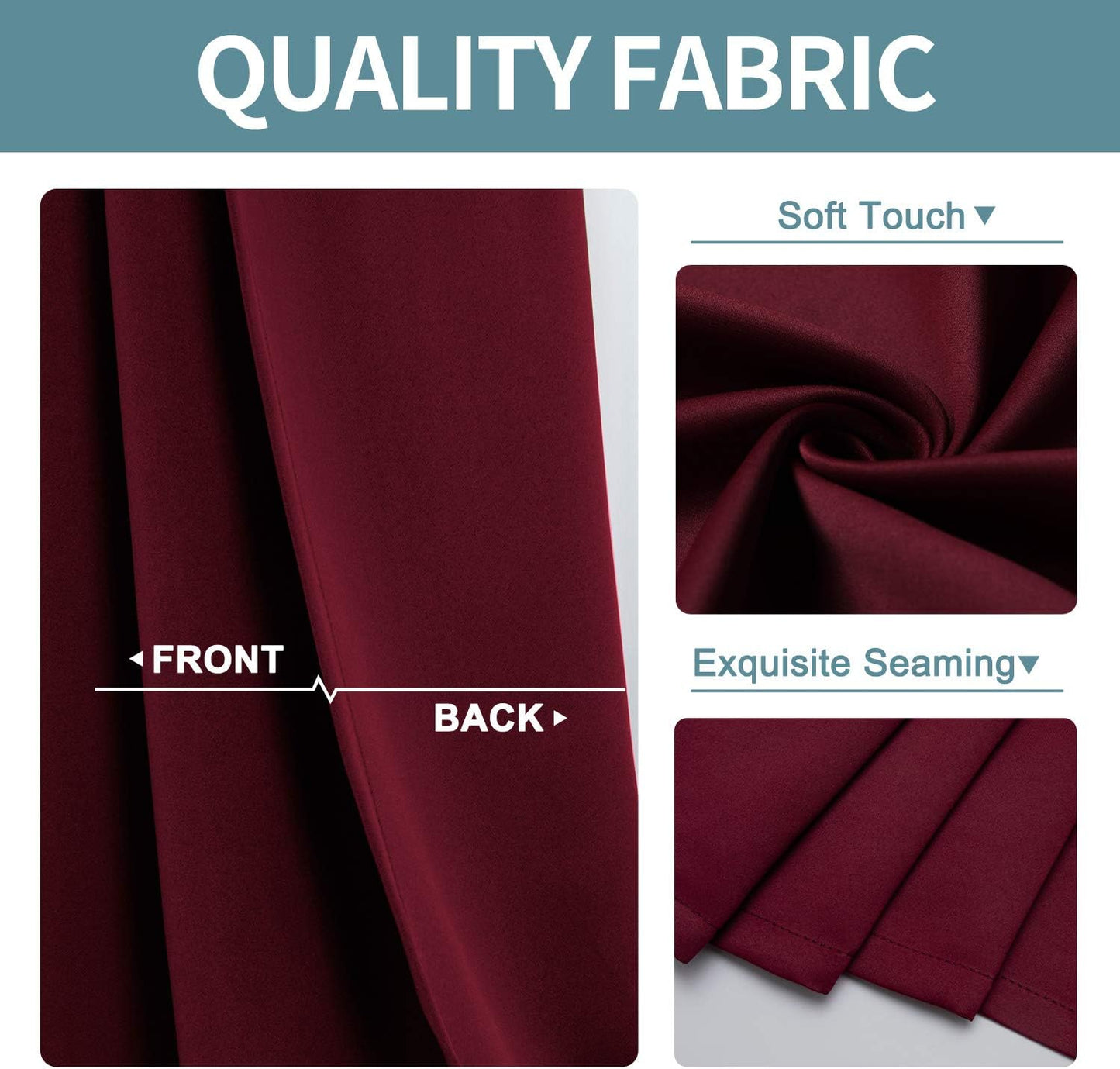 ChrisDowa Grommet Blackout Curtains for Bedroom and Living Room - 2 Panels Set Thermal Insulated Room Darkening Curtains (Burgundy Red, 42W x 63L)