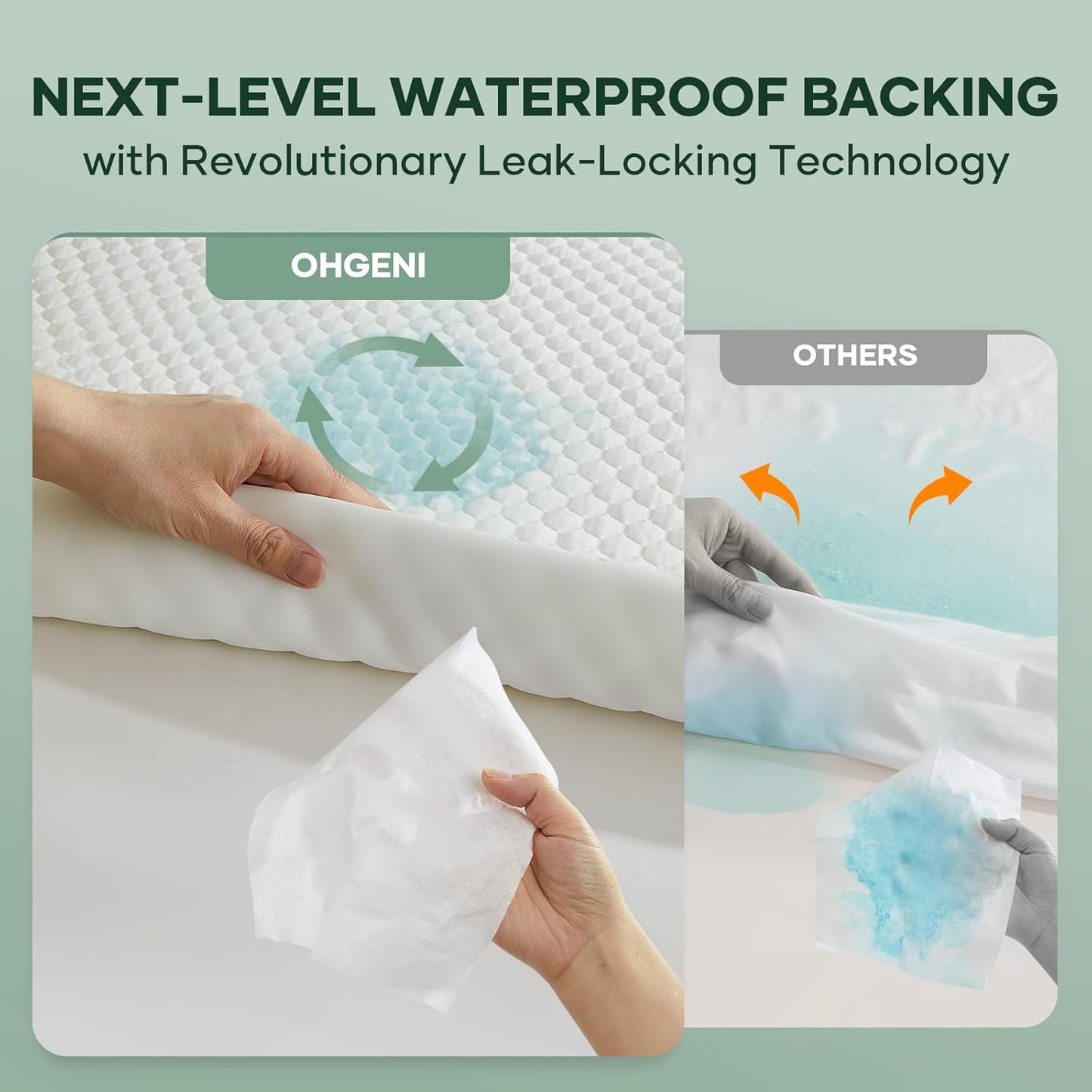 OhGeni 100% Waterproof Mattress Protector, California King Size Mattress Pad, Fits 6"-20" Mattresses with Deep Pocket, Cooling, Breathable Fitted Sheets, Soft Bed Cover, Noiseless, Machine Washable