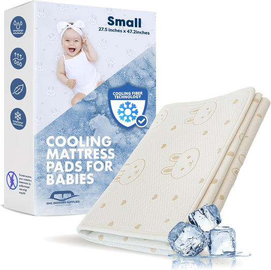 GML Bunny Cooling Crib Mattress Pad – Waterproof, Breathable Baby Mattress Protector for Toddler Bed – Hypoallergenic, Soft & Durable for Sensitive Skin – Made in Korea, Q-Max 0.4 Small Size, 27.5x47