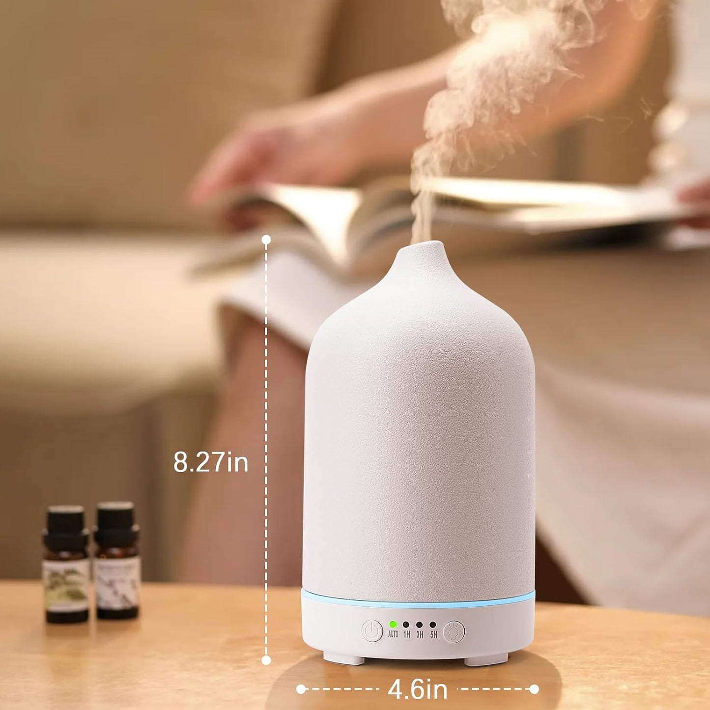 Diffuserlove Ceramic Diffuser 250ML Essential Oil Diffusers Aromatherapy Essential Oil Diffuser for Room Air Diffuser for Home Bedroom Stone Diffuser (White Big Size 250ml)