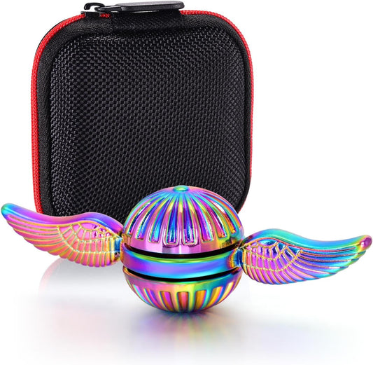 Solid Metal Sphere Fidget Spinner Iridescent Sensory Hand Finger Spinning Toy ADD ADHD Stress Relief Anxiety Relieves Reducer for Kids and Adults.