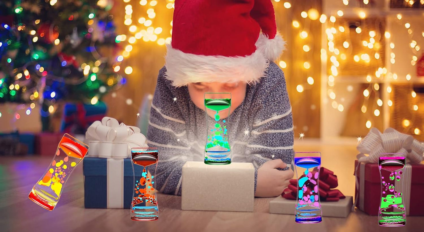 Red Blue Liquid Motion Bubbler Timer Set of 1 for Sensory Toys, Fidget Liquid Timer for Kids Adults, Autism Toys, Relaxing Activity, Oil Water Home Office Desk Toys, Stocking Filler Gift