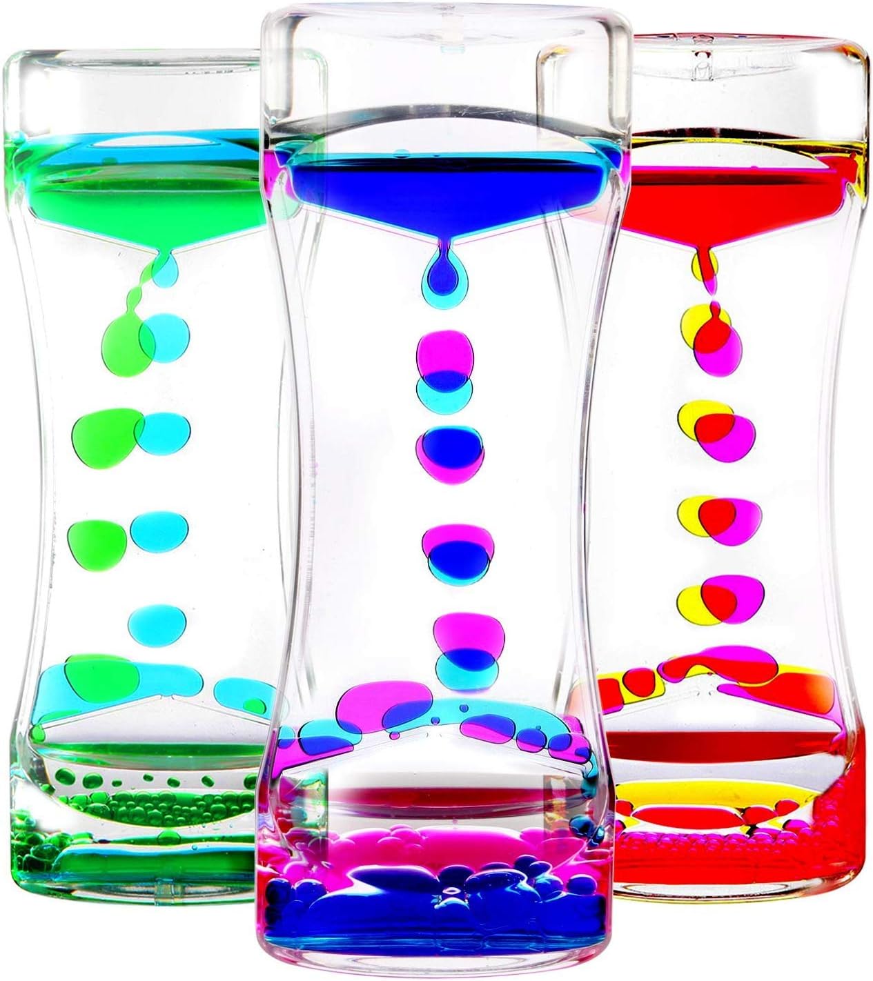 YUE MOTION Liquid Motion Bubbler Visual Sensory Toys, 2 Minute Liquid Timer– New Big Calming Sensory Water Bubbler Toy- Colorful Liquid Hourhlass for Stocking Stuffers, Easter Basket Stuffers