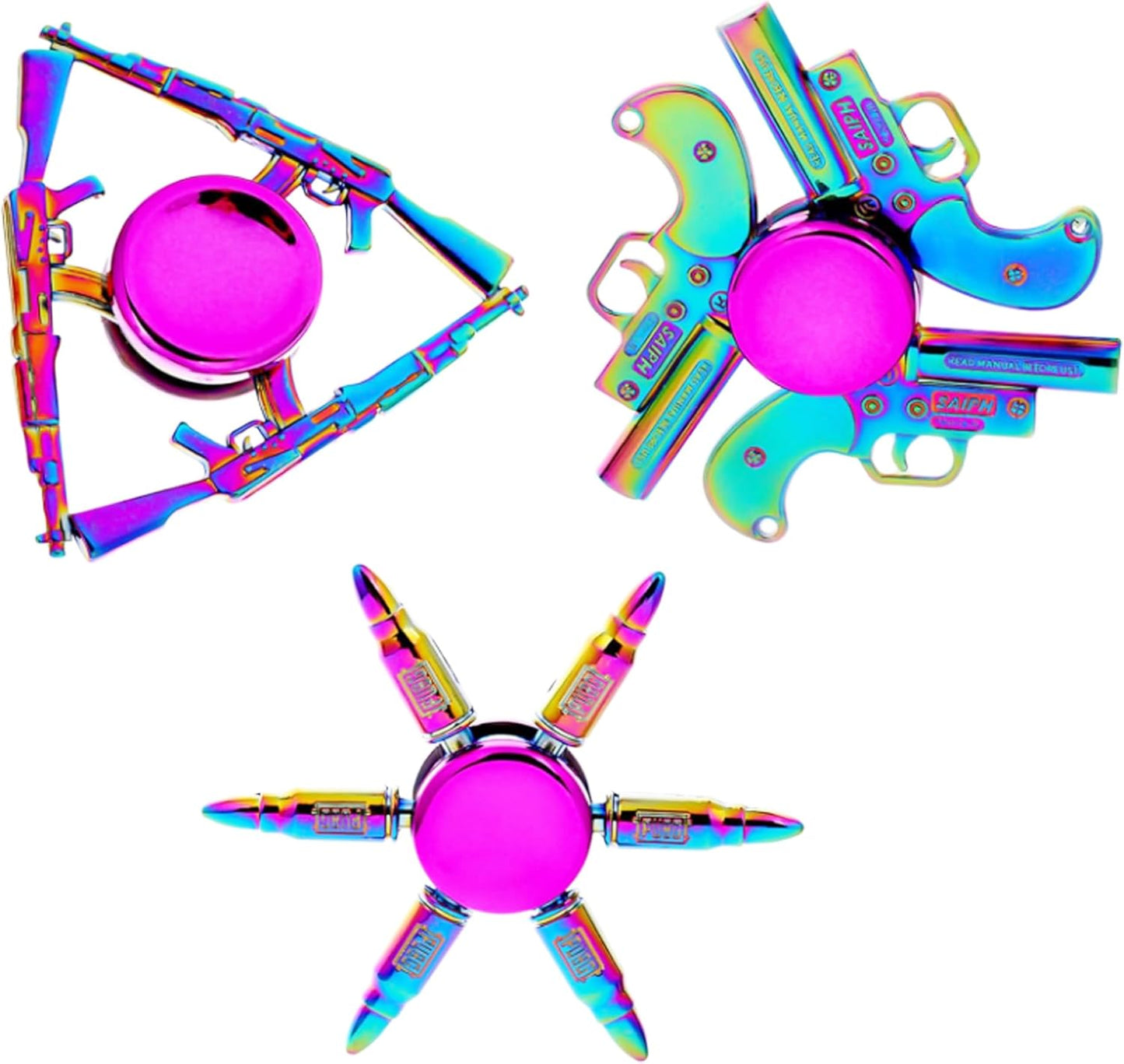 Fidget Spinners Set, Metal Desk Toys for Kids Adults Boys Girls, Hand Spinner Sensory Toys for Party Favors, Stocking Stuffers (3 Pack) (Style-2)