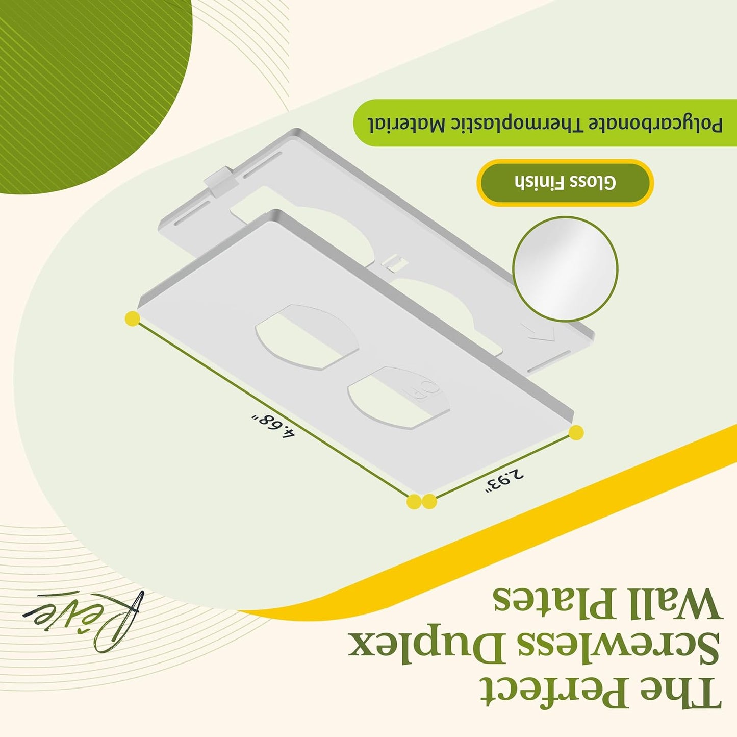 TG Screwless Duplex Wall Plate Covers, Child Safe Receptacle Outlet Covers, Size 1-Gang 4.68"x 2.93",Unbreakable Polycarbonate Thermoplastic,SP-S1-W-10PCS,Glossy, White, 10 Pack