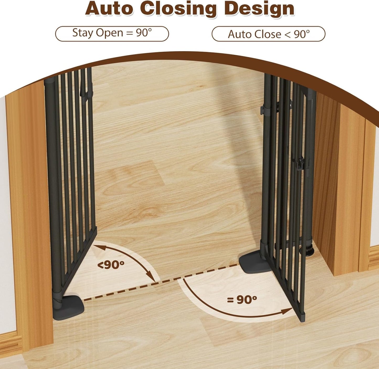 Glaf 74" Extra Tall Cat Gat, 30.31-38.19" Wide Adjustable Cat Door Pressure Mounted Pet Gate with Extra Narrow Gap Auto Close Dog Safety Gate for Doorways, Kitchen,Stairs