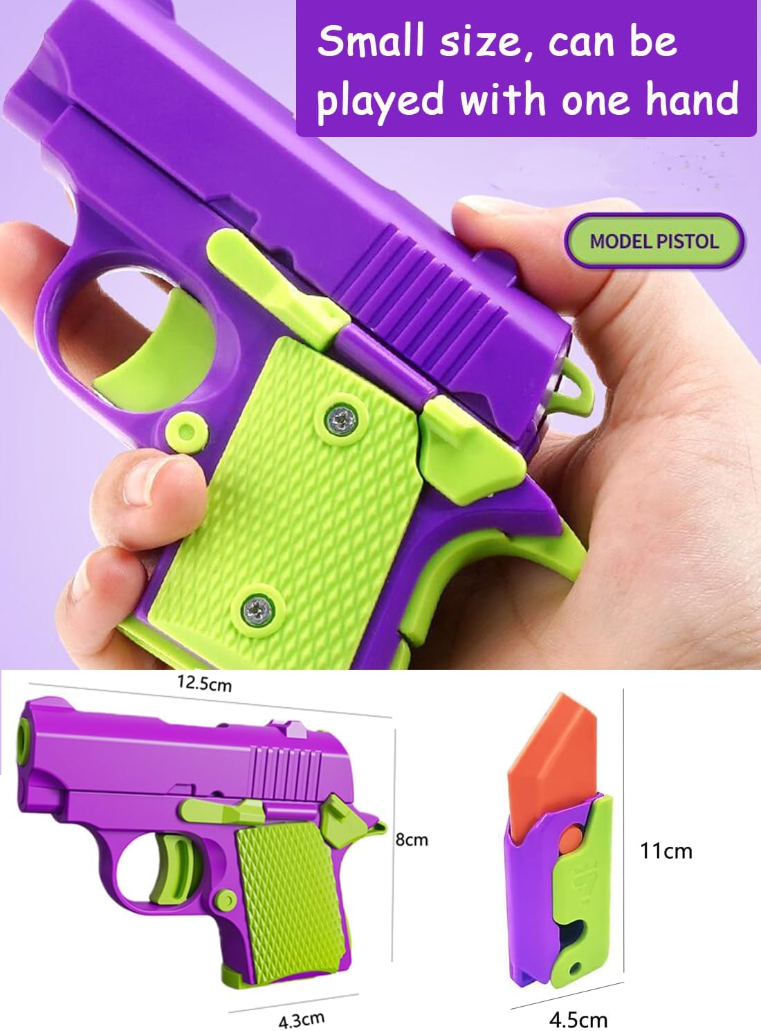 Fidget Gun Toy, Fidget Blaster Gun 1911 Titan Stress Shot ADHD Gun, 3D Printed Stress Anxiety Relief Pistol Toys