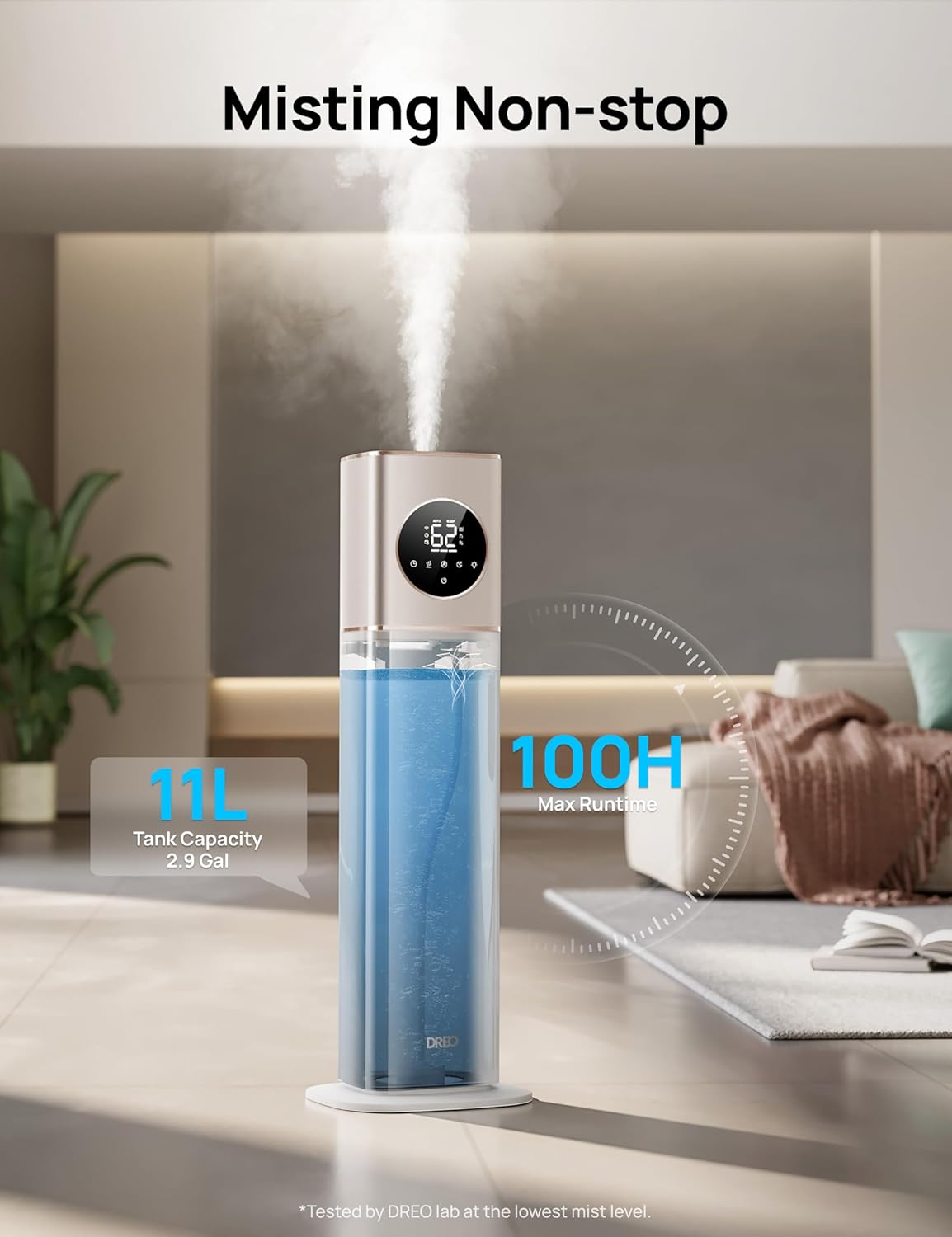 Dreo 11L Smart Humidifier Large Room 700 ft², 100H Cool Mist Air Humidifiers for Bedroom, Top-Fill Self-Cleaning Tank, 26dB, Auto Mode, Aroma Box, RGB Light, Remote & APP Control, Baby, Starlight