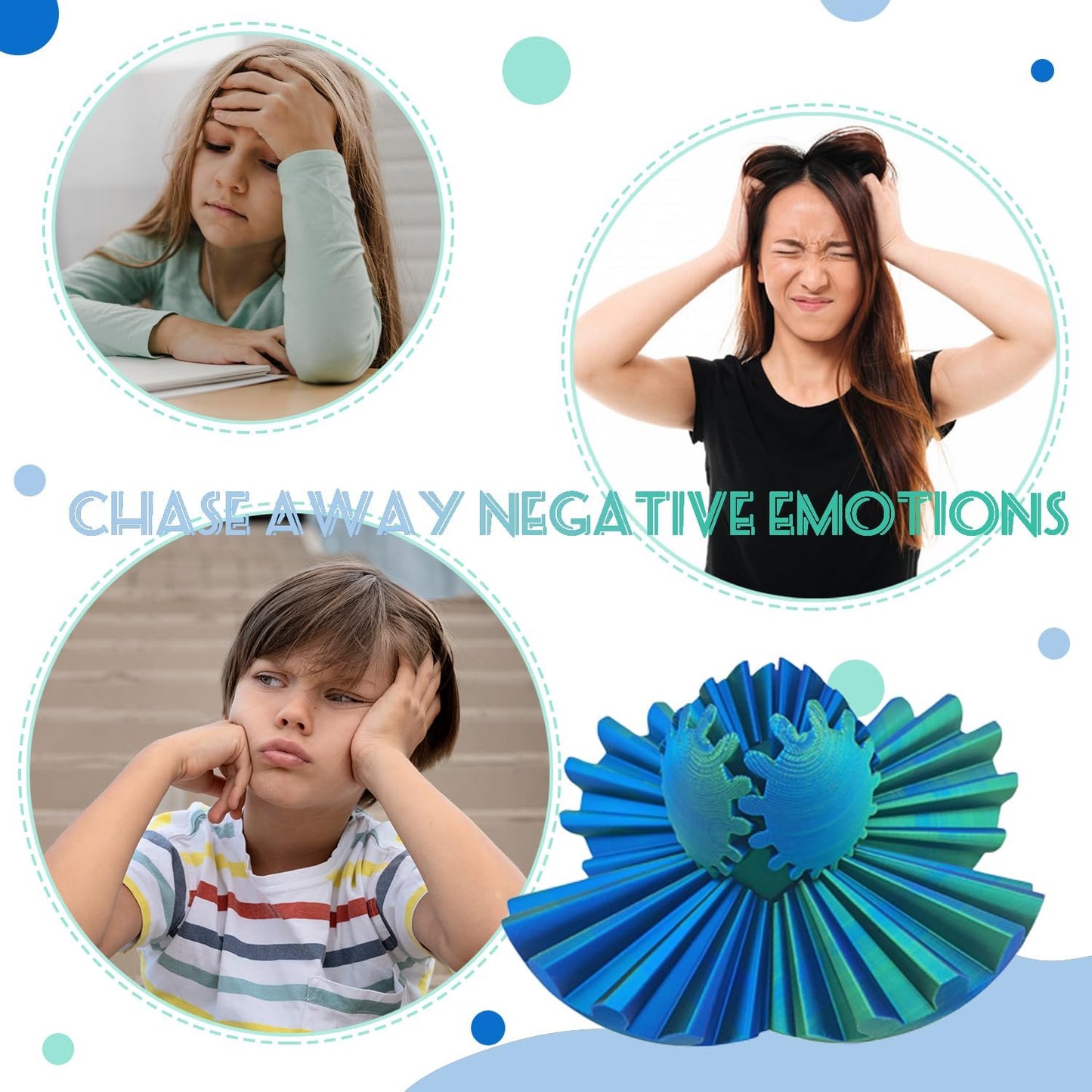 Gear Ball - GearSphere Fidget Toy, 2024 Gear Sphere Cube Puzzlefor Adults Kids Stress and Anxiety Relaxing,3D Printed Spin Ball or Cube Fidget Toy (Green+Blue)