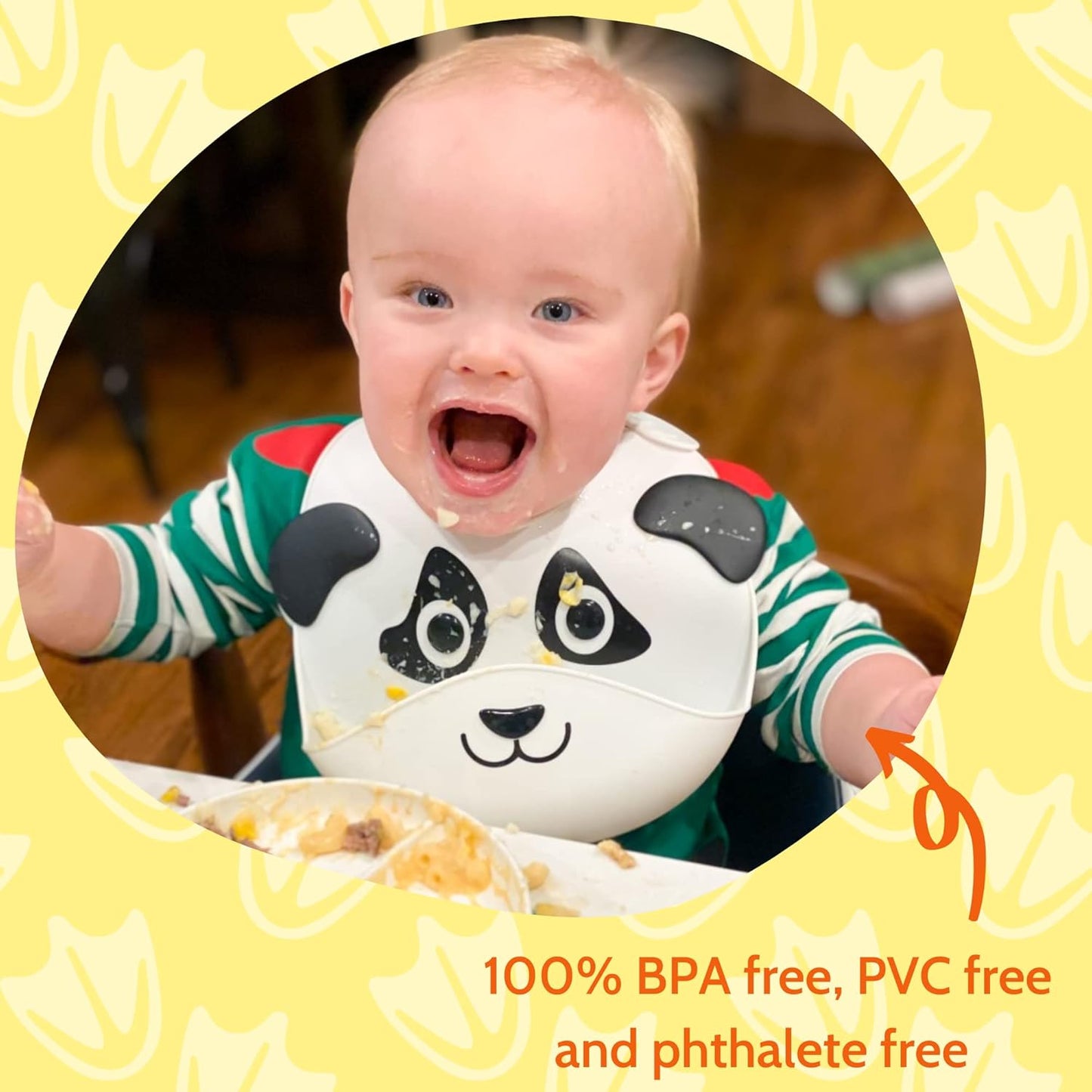 Silly Goose Silicone Animal Baby Bibs for Babies and Toddlers, Waterproof, Adjustable, Soft, Extra Wide Food Catcher Pocket (Baby Panda)