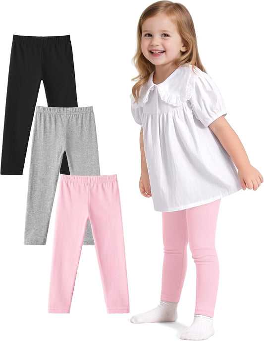 Witwot 3 Pack Baby Girls Leggings Toddler Kids Soft Cotton Pants Size 18M-5T