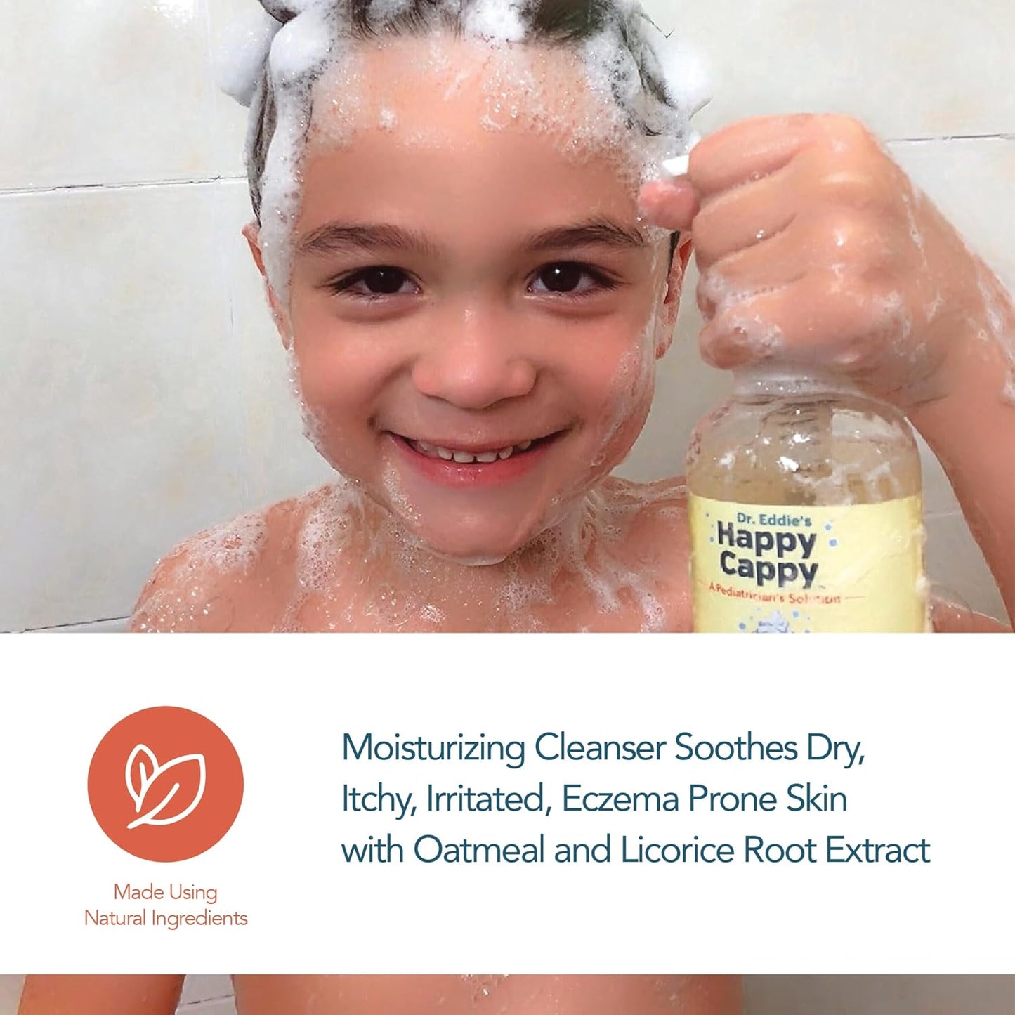 Happy Cappy Baby Shampoo and Body Wash - Shampoo & Body Wash for Eczema-Prone Skin, For Infants, Toddlers, & Kids, Reduces Itching and Redness, Dermatologist Tested, Fragrance Free - 8 fl oz
