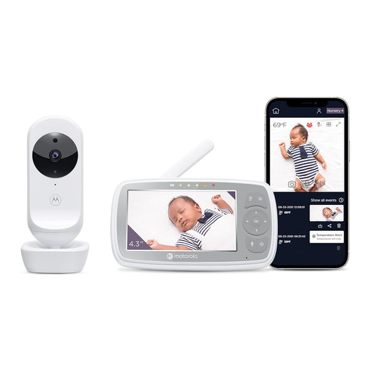 Motorola Nursery VM44 WiFi Video Baby Monitor with Camera, 4.3" Screen, 1000ft Range, 2-Way Audio, Pan/Tilt/Zoom, Room Temp, Lullabies, Night Vision
