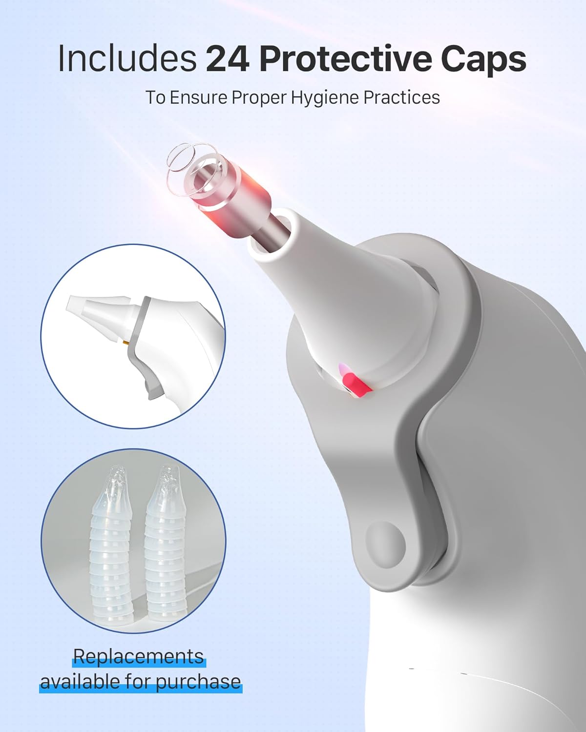 Ear Thermometer, Highly Accurate Ear Thermometer for Kids, Adults and Babies, 30 Memory Recall, 1s Result and 3-Color Fever Alert, with 24 Disposable Probe Covers, White