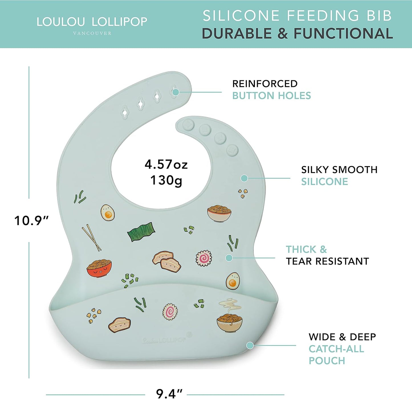 Loulou Lollipop Soft, Waterproof Silicone Feeding Bib for Babies and Toddlers