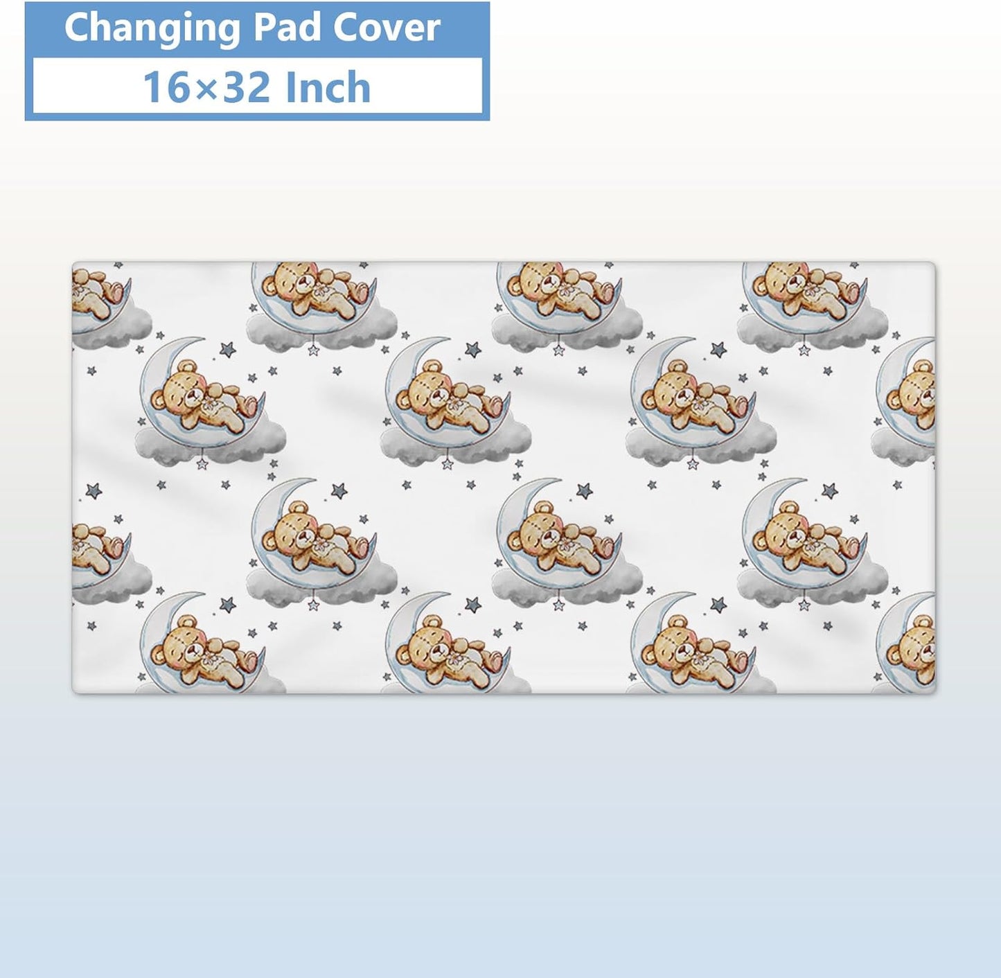 Personalized Crib Set, 5 Pcs Custom Baby Bedding with Name, Double Layer Nursery Bedding for Boy Girl, Soft Moon Bear Bedding Set, Gifts for Toddler, Infant, New Parents