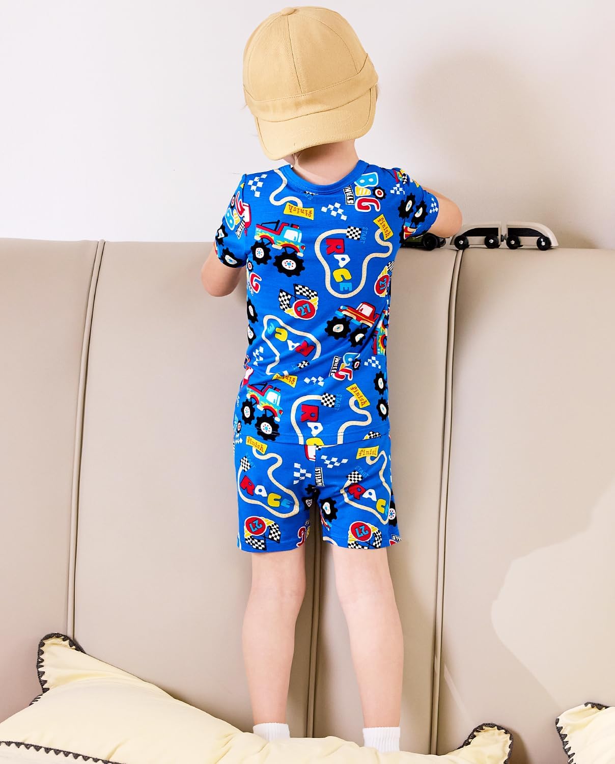 Bamboo Viscose Toddler Animal Pajamas Boys Girls Kids Cool Short Summer 12M-8Y Snug fit Pjs Set 2pcs