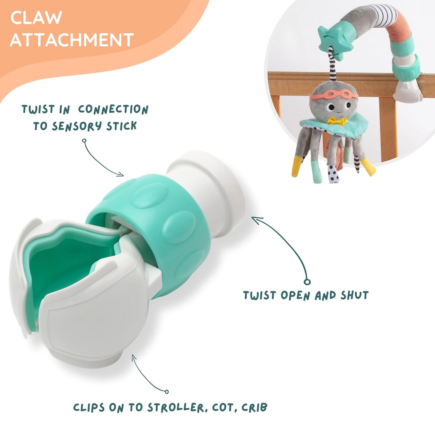 DINGLE DANGLE - Baby Gift Set - 3 in 1 Diaper Changing Helper Headband, Baby Mobile, & Sensory Rattle; Newborn Essentials Must Haves - Great Baby Registry or Shower Gift - Featured on Shark Tank