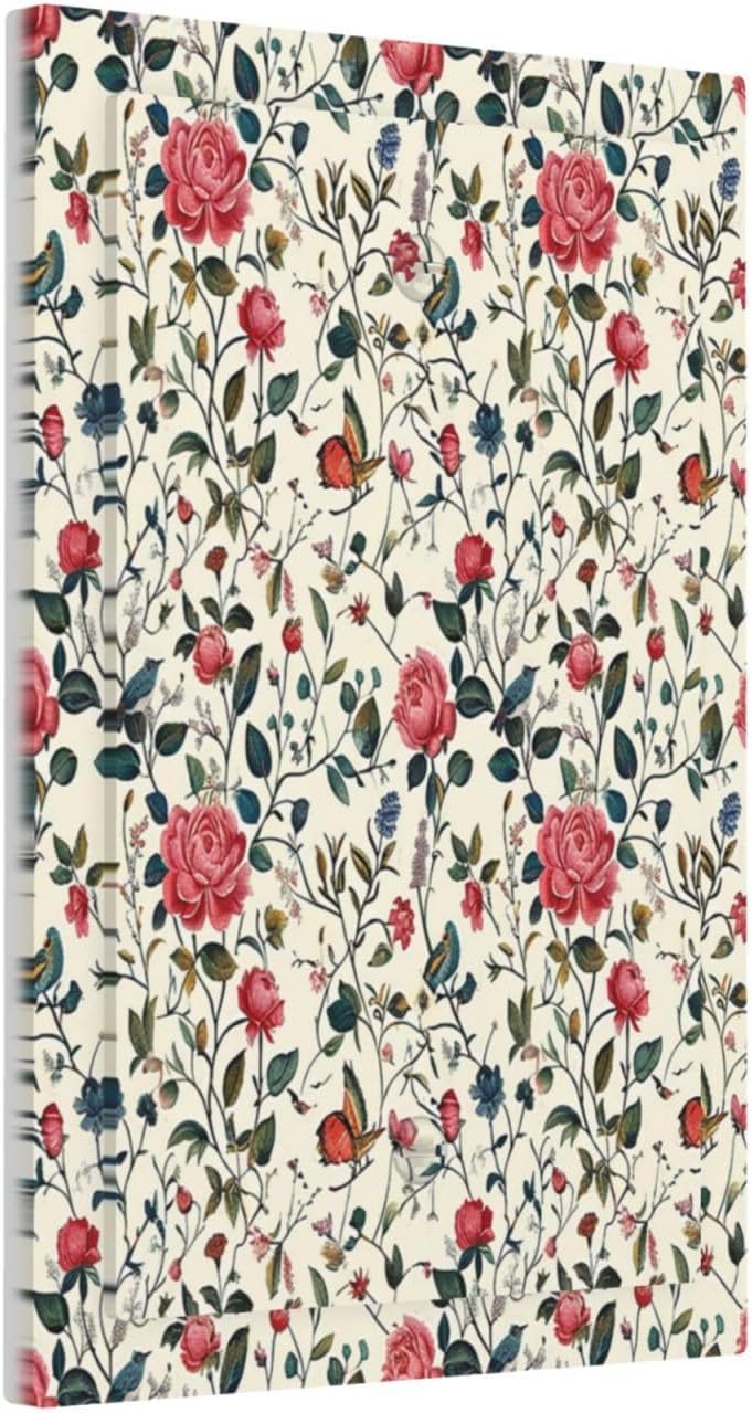 Light Switch Cover Plate Vintage Flowers Rose Leaf Bird Butterfly 1 Gang No Device Blank Electrical Wall Plates Faceplate Decorative Switch Plate for Bedroom living Room Decor