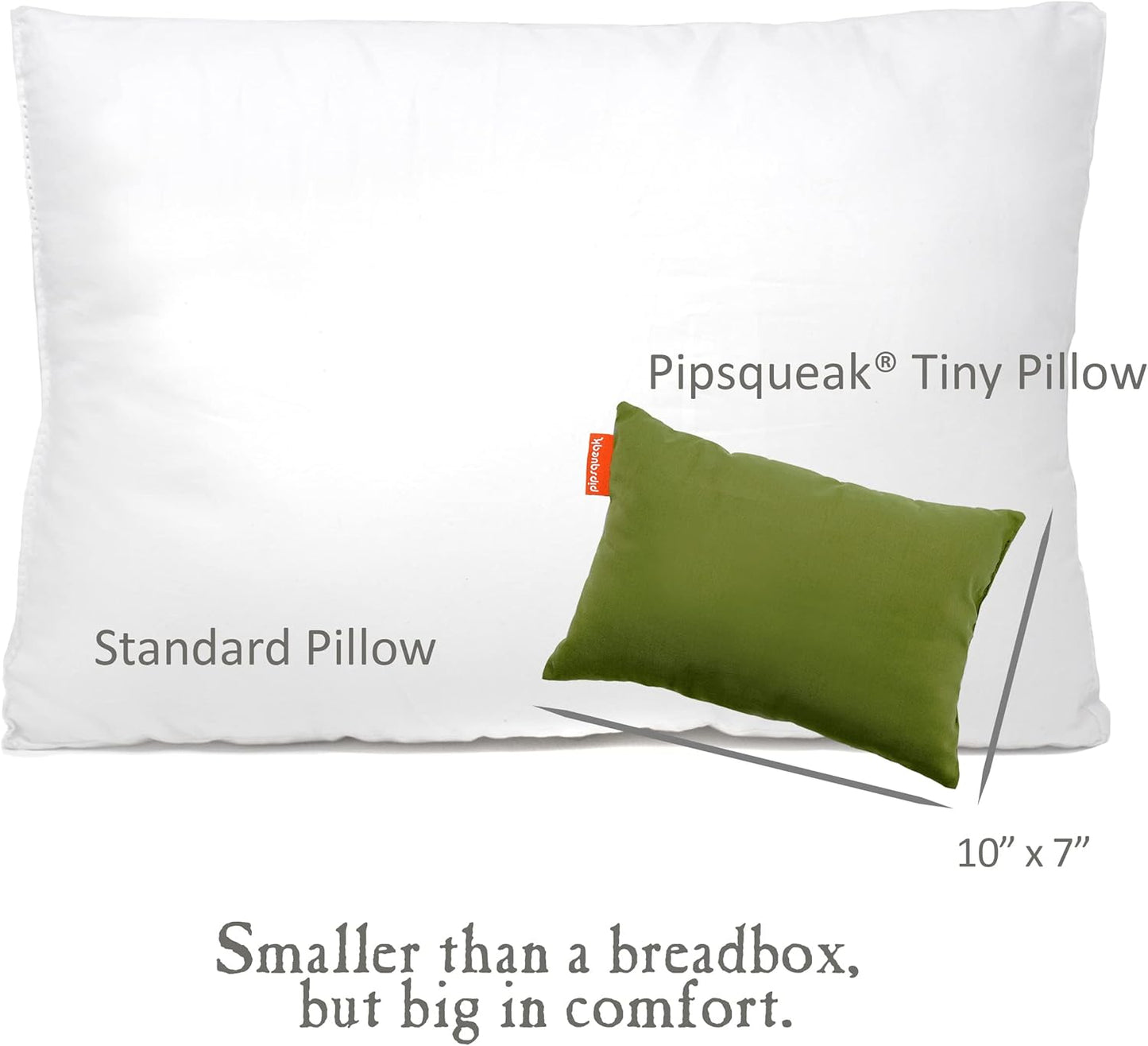 Pipsqueak Microfiber Pillow - Small, Mini, Tiny - 11 x 7 in - Perfect for Travel, Cars, Airplanes, Camping, Dogs, Toddlers, Kids, Lumbar, Knees and Neck - Ages 2 Yrs and Up