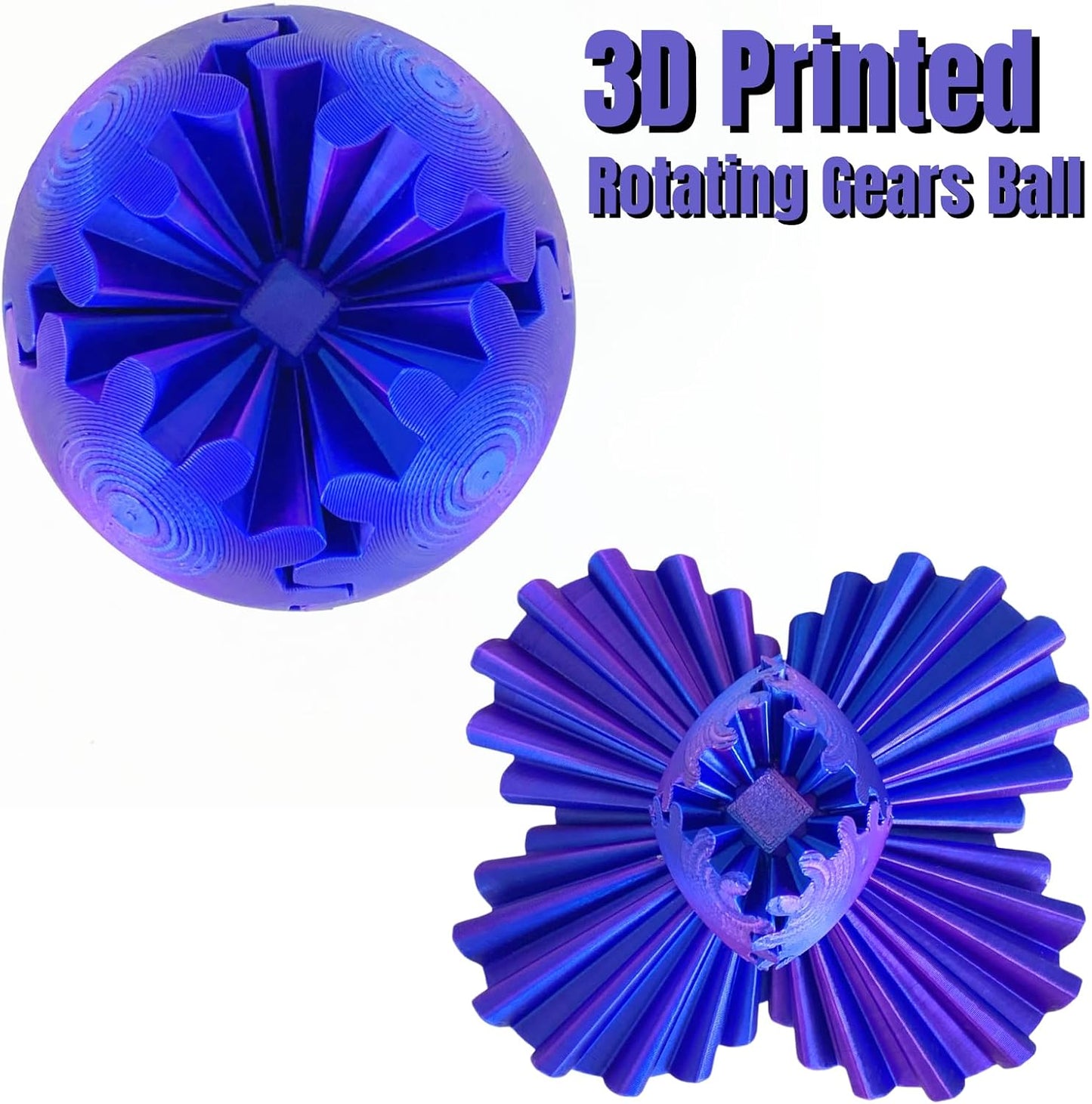 Gear Ball-3D Printed Gear Ball, 2024 New Gear Ball for ADHD 3D Printed Gear Ball Spin Ball Fidget Toy 2.95Inch Fidget Ball Gear Toy for Stress and Anxiety